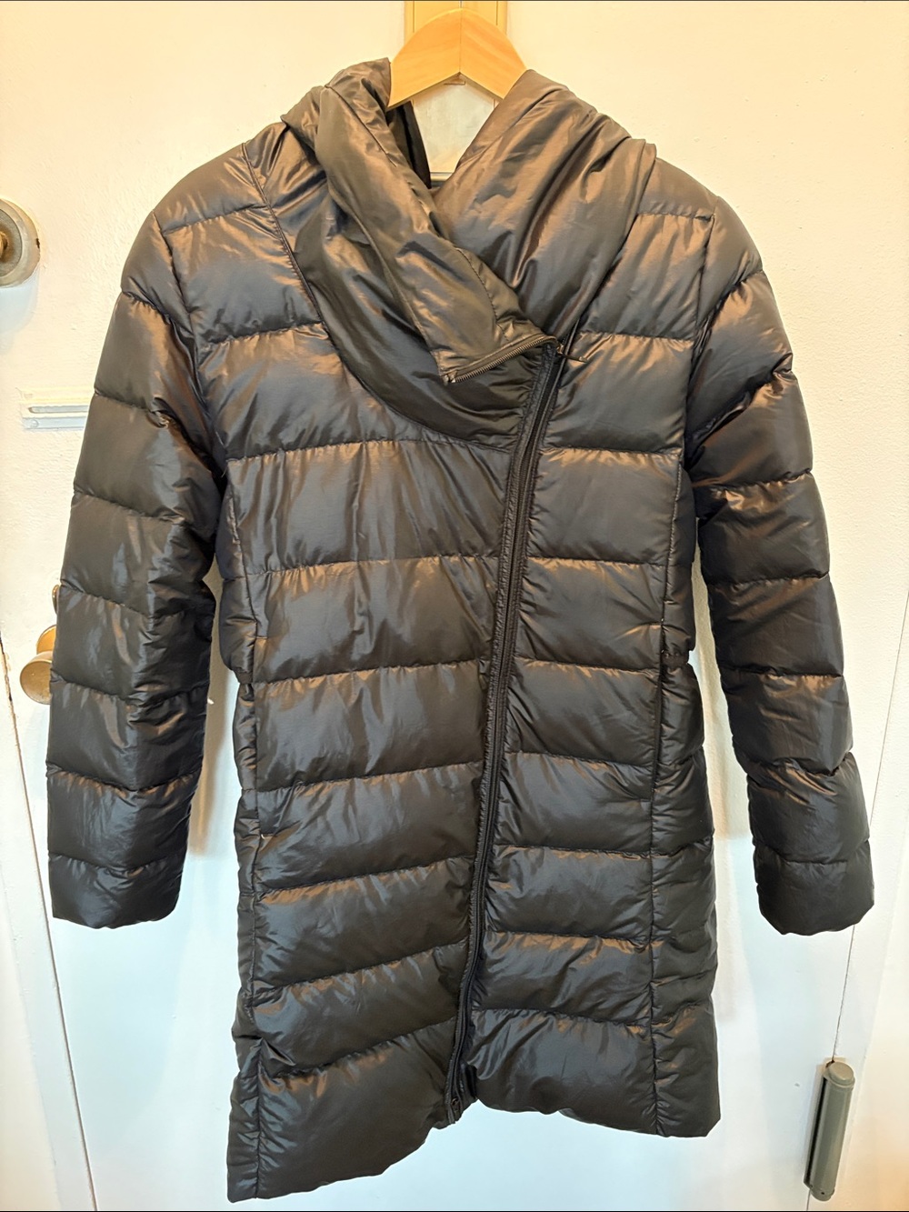 Nike Black Asymmetric Hooded Quilted Puffer Jacket